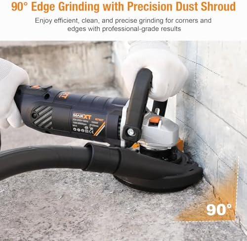 MAXXT 5 Inch Concrete Surfacing Grinder, 1500W 14A Motor, 7 Adjustable Speed Angle Grinder Kit with Diamond Disc, Removable Guard, Concrete Sander for Polishing and Grinder Stone Cement Marble Granite