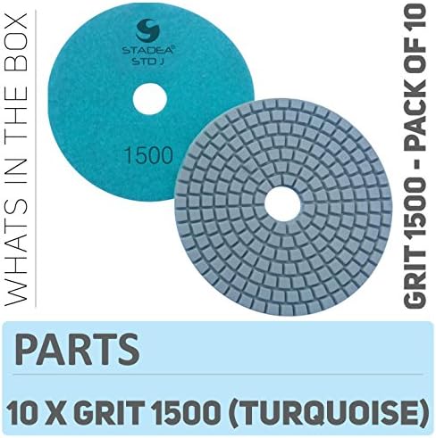 PPW160D Diamond Polishing Pads 4" For Concrete Terrazzo Marble Granite Countertop Floor Edge Wet Polishing, Grit 1500 - Pack of 10