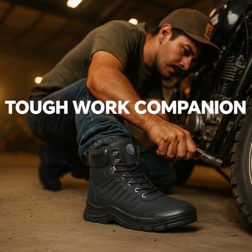 ANGRYRAM Steel Toe Boots for Men Women Puncture Proof Work Boots