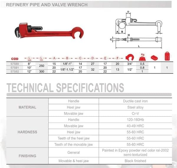 REFINERY PIPE AND VALVE WRENCH 10"
