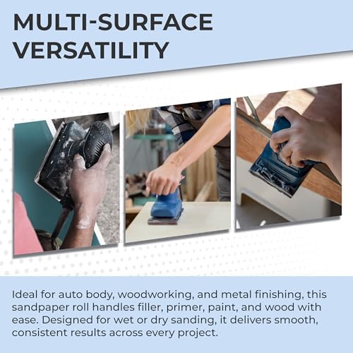 Sunmight Ceramic Film Sandpaper Roll 2.75" x 13.12yd 150G — Hook & Loop Sand Paper Sheets for Auto Body, Car Sanding, Wood, Metal, Longboard Block Tools | Wet Dry Automotive Shop Supplies, Wet Dry Use