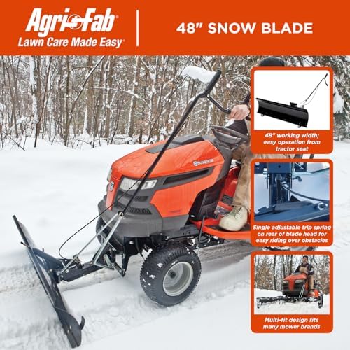 Agri-Fab LBD48D 48 Inch Front Mount Universal Snow Plow Blade; Fits many Lawn and Garden Riding Lawn Mowers/Tractors