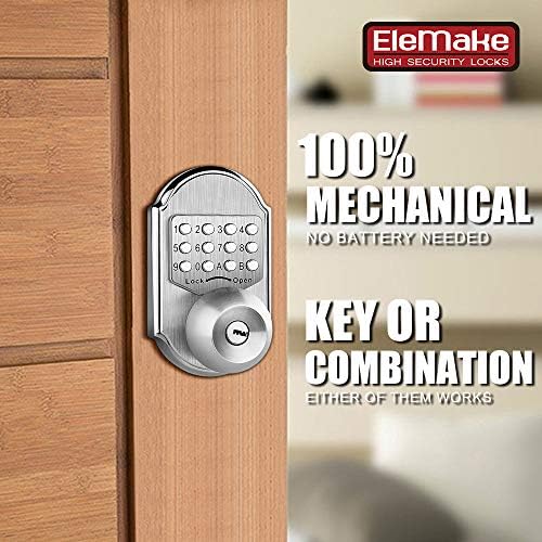 Keyless Entry Door Lock -Deadbolt Lock, Mechanical Door Lock, Deadbolt Keypad Mechanical Stainless Steel (Pass Code or Key) No Electronic