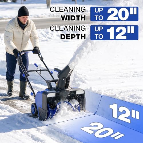 BILT HARD 20in 120V Electric Snow Blower, 15A 3300 RPM Corded Snow Thrower