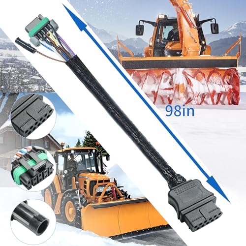 26347 26377 26357 Western Snow Plow Wiring Harness Vehicle Side Light Wiring Harness with Dust Cover Replace 22413 Fit for Western Fisher Blizzard Snowex Plows (26357)