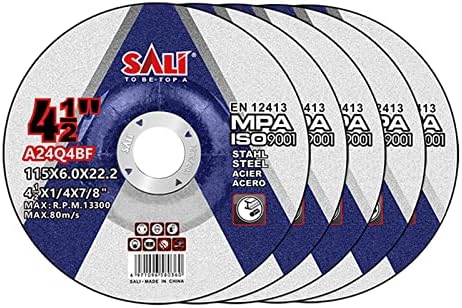 SALI 5 Pack 4-1/2 Inch Grinding Wheels for General Purpose Metal & Stainless Steel, Aluminum Oxide Grinding Disc for Angle Grinder, Depressed Center 4.5" * 1/4" * 7/8"(115 * 6.0 * 22.2 mm)