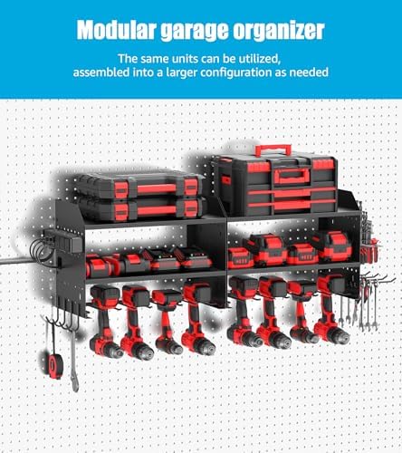 CCCEI Modular Power Tool Organizer Wall Mount with Charging, Black, 1 Pack