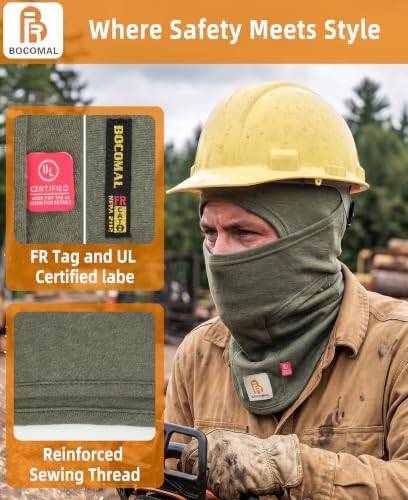 BOCOMAL FR Balaclava with Face Mask 7oz Midweight Arc Rated NFPA2112 CAT2