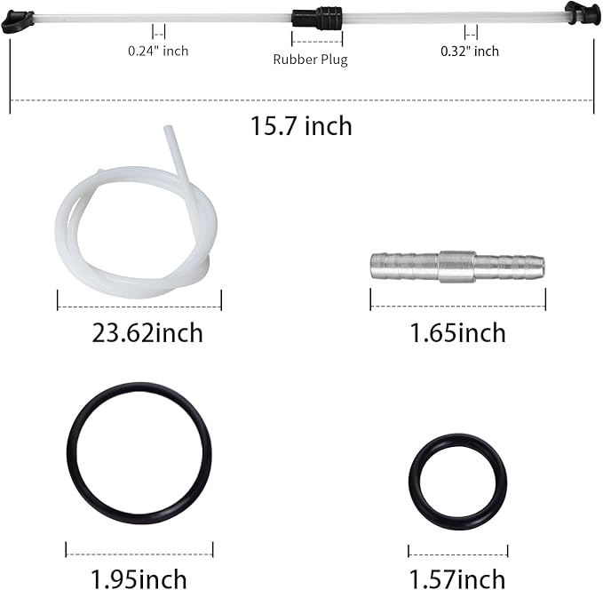 Thorstone Accessory Kit: 23.6 Inch Long Rubber Hose + 2 Suction Tubes + Extra O‑Rings & Connectors for Pneumatic/Manual Oil Changer Vacuum Fluid Extractor Pump