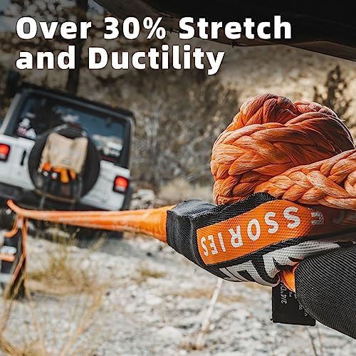 ALL-TOP Kinetic Recovery Rope, 48000Lbs, 1in x 30ft, Heavy Duty 30+% Elasticity, 16000Lbs Work Load Limit for 4x4 Offroad Vehicle
