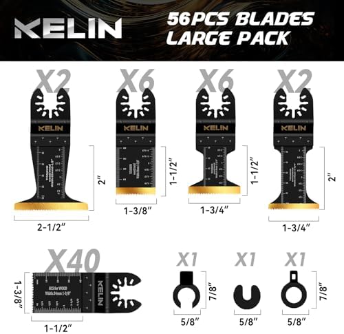 KELIN 56pcs Titanium Oscillating Tool Blades, Universal Multitool Blades