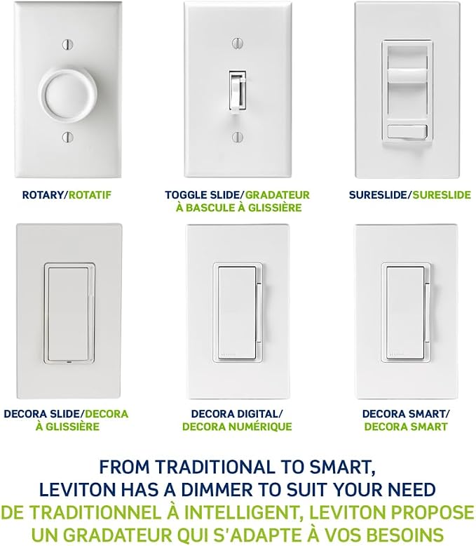Leviton SureSlide LED Advanced Dimmer Switch for 150W Dimmable LED, Halogen and Incandescent Bulbs and Fixtures, 66741-I, Ivory