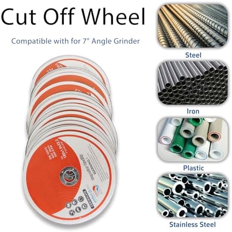 50 Pack 7 Inch Cut Off Wheels for Metal and Stainless Steel Cutting Discs for Angle Grinders 7 x 1/16 x 7/8 Inch