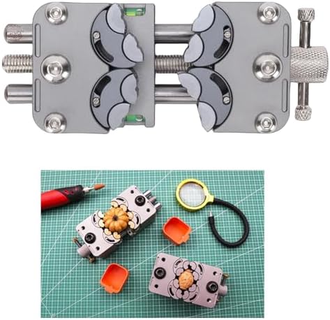 Hilitand Fractal Vise 304 Stainless Steel Mini Bench Vise with Multi Jaw Design 0.1mm Micro Adjustment and Non Slip Silicone Base for Electronics Repair Crafts Metalworking (Stainless Steel Chuck)