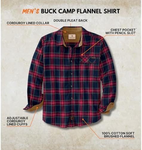 Legendary Whitetails Mens Flannel Long Sleeve Button Down 100% Cotton Shirt