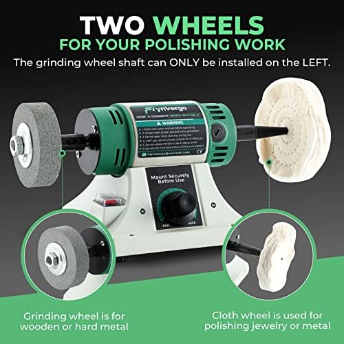 Bench Buffer Polisher with Accessories Adjustable Variable Speed