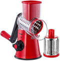 Geedel Rotary Cheese Grater, Kitchen Mandoline Vegetable Slicer with 2 Interchangeable Blades, Easy to Clean Rotary Grater Slicer for Fruit, Vegetables, Nuts