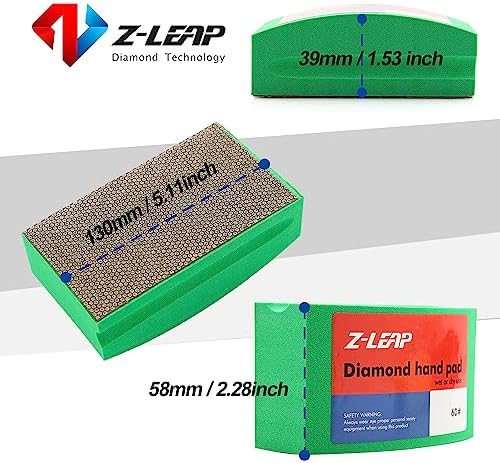Diamond Hand Polishing Pads Arc Shape Back for Ceramic Porcelain Tile Glass Jade Stone Granite Marble Concrete Grit Mix 4Pcs
