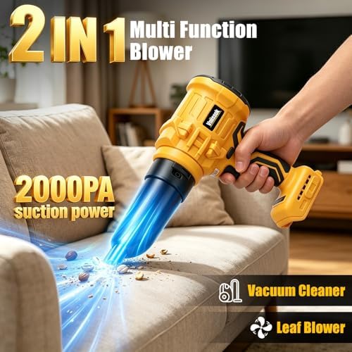 Handheld Leaf Blower Cordless for DeWALT 20V Battery, 2-in-1 Portable Blower & Vacuum Cleaner, Lightweight for Patio, Garden, Leaves, Dust, Car Clean, Garage, Snow Cleaning (Leaf Blower & Vacuum)