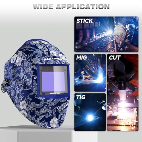 ARCCAPTAIN Auto Darkening Welding Helmet, Large View Welding Hood
