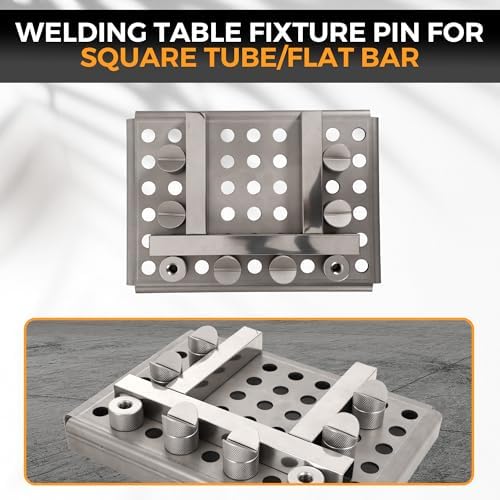 8 Pack Welding Table Fixture Pins - Adjustable Height, Welding Table Accessories V-Groove Round Tubing & Square Tube Fixtures, Heavy-Duty Carbon Steel With Anti-Slip Grip, 5/8" Welding Table Clamps