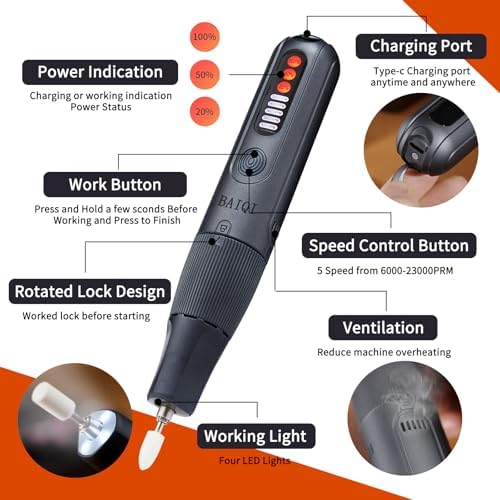 8.0V Cordless Rotary Tool, 5 Speeds, 65 Pcs Rotary Tool and Accessories Multi-Purpose For Carving, Engraving, Sanding, Polishing and Cutting,DIY Crafts