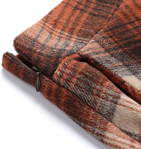 IDEALSANXUN Womens Plaid Wool Skirts Elastic Waist A-Line Pleated Tartan Long Skirts