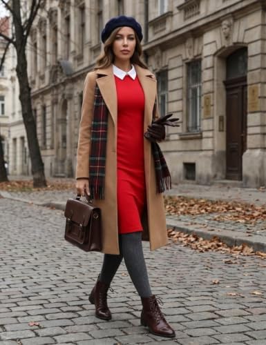 Aphratti Women's Peter Pan Collar Sheath Dress with Sleeves Business Office Wear to Work Professional Outfits