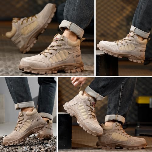 GUSAYEX Steel Toe Boots for Men Puncture Resistant Work Boots