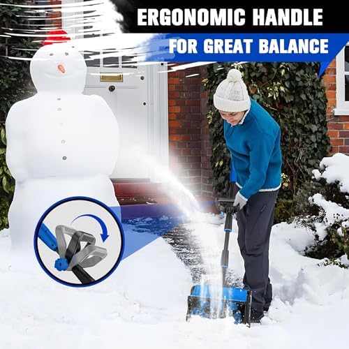 Cordless Snow Shovel, 13 Inch Electric Snow Shovel with Directional Plate, Brushless Cordless Snow Blower for Pathway, Patio, Deck, Driveway, Blue