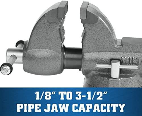 Wilton Pipe & Bench Vise, 4-1/2" Jaw Width, 6" Max Jaw Opening, 4-3/4" Throat (Model C-1)