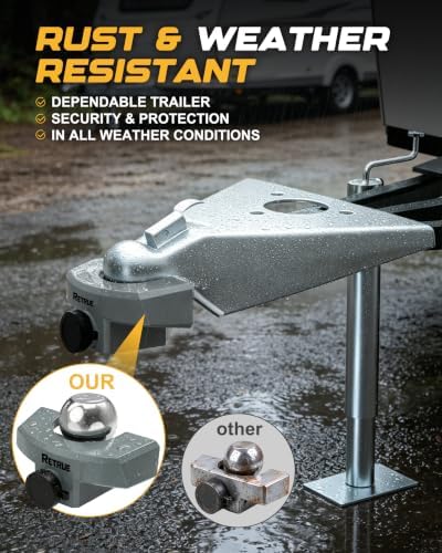 RETRUE Heavy Duty Widened Trailer Hitch Lock for 2 5/16" Ball Coupler, Gray