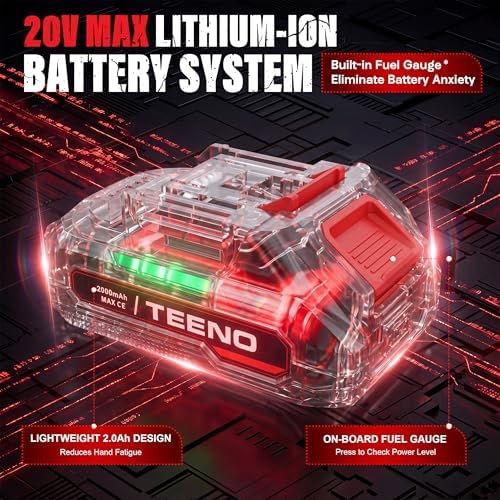 TEENO 20V Cordless Oscillating Tool, 4° Oscillation Angle Oscillating Saw, 6 Variable Speeds with Quick-Lock Change System, 26PCS Multitool Blades & Carrying Bag for DIY Projects
