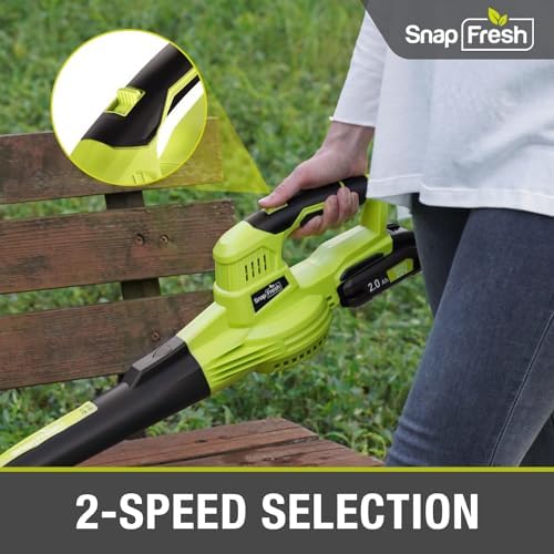 SnapFresh Leaf Blower Cordless, 2.7LBS Electric Leaf Blower 2-Speed Control