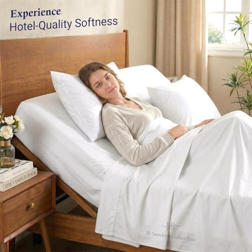 JS Sanders Collection Split Head Sheet Set 4PC Cal. King Size, White