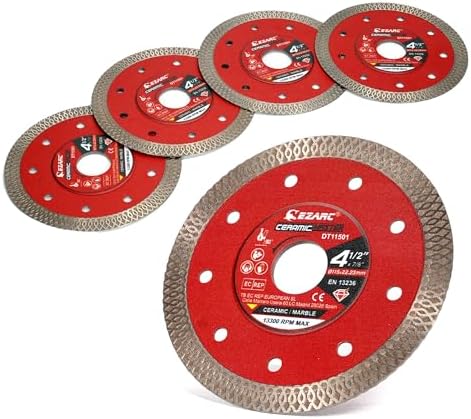 EZARC 4-1/2" Super Thin Diamond Tile Blade, 7/8"-20mm-5/8 Arbor, 5-Pack