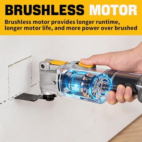 JEXUGK Cordless Oscillating Multi-Tool, 21V Brushless Oscillator Tool Kit with 2x4.0Ah Batterry, Multitool Saw with 27Pcs Accessories, Herramienta Oscilante for Cutting Wood Drywall Nails Remove Grout