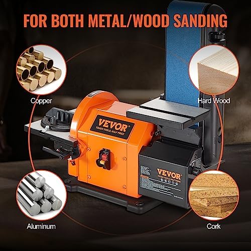 VEVOR Professional 4 x 36 in. Belt Sander with 8" Disc Sander, 5A Induction Motor Cast Aluminum Worktable for Woodworking, Metalworking