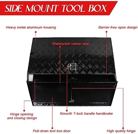 BLACKHORSE-RACING 48.8 Inch Aluminum Trailer Tongue Box Truck Tool Box with Lock & Keys Black - Secure Storage Solution for Your Vehicle