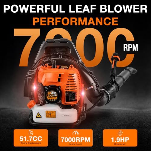 PROYAMA 51.7cc Gas Backpack Leaf Blower 600CFM 250MPH Gas Powered Blower