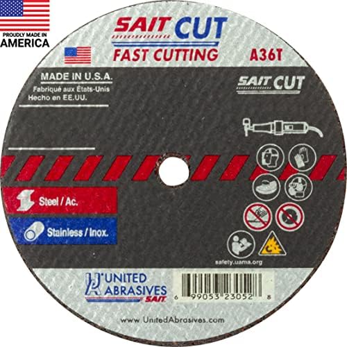 United Abrasives-Sait 23069 A36T Fast Cutting Thin High Speed Cut-Off Wheels 4" x .035" x 3/8", 100 Pack