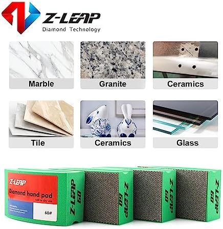 Diamond Polishing Hand Pads Arc Shape Back for Porcelain Glass Jade Stone Rough Edges Granite Marble Concrete Grit 60 4Pcs