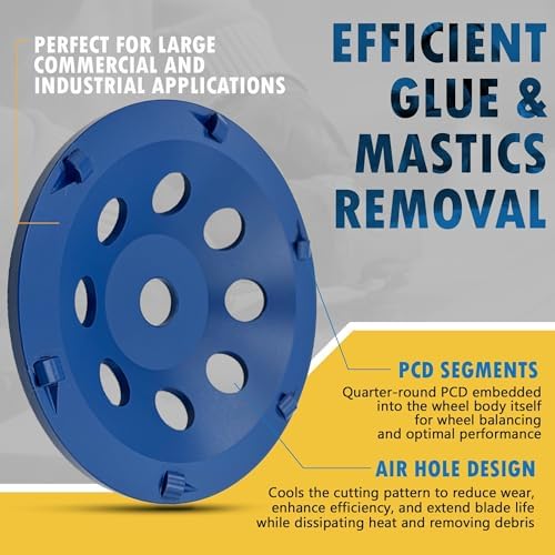 6" PCD Grinding Wheel for Epoxy, Glue, Mastic Removal, 6 PCD Segments