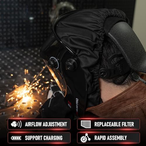 YESWELDER Powered Air Purifying Respirator Auto Darkening Welding Helmet LYG-Q800D Welder Hood