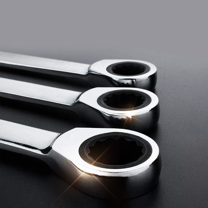 FLZOSPER 11/32 in. SAE Ratchet Wrench,Box End Head 72-Tooth Ratcheting Combination Wrench Spanner