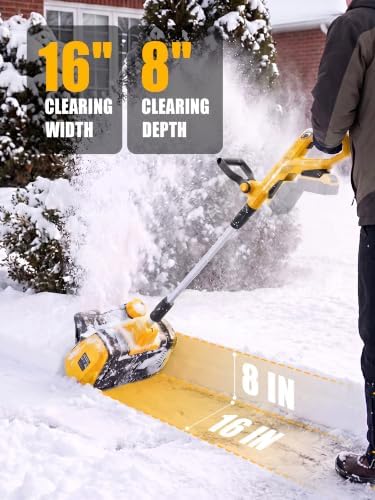 16" Cordless Snow Shovel Compatible with DeWalt 20V MAX Battery (Bare Tool)