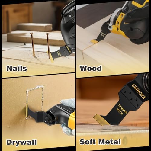 20pcs Titanium Oscillating Saw Blades, Universal Multitool Blades for Metal Nails Wood Cutting, Oscillating Tool Blade for Hard Material, Multi Tool Blades Kits for Milwaukee Dewalt Bosch Ryobi