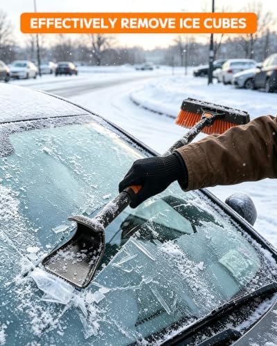 42'' Car Snow Brush and Ice Scraper with Portable Car Snow Shovel, 180° Swivel Brush Head, Extendable 5-in-1 Snow Removal Kit for Windshield, Truck, Car, SUV, Vehicle Winter Snow Removal Tool