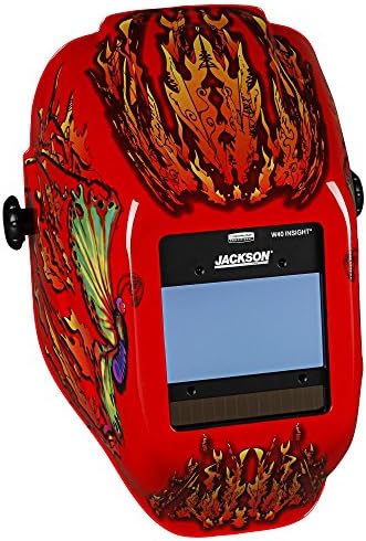 Jackson Safety Ultra-Lightweight Insight Digital Variable Auto Darkening Filter Welding Helmet, Nylon, Halo X, Flaming Butterfly, Universal Size, 46109