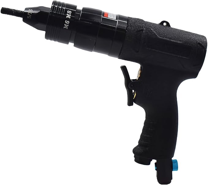 Pneumatic Rivet Nut Gun Air Rivet Nut Pull Setter Riveting Fastening Tool With 1/4 5/16 Riveting Mandrels Quick Change Locking Nozzle Bolts Adapter Drill For Air Rivet Nut Insert Installation Tool